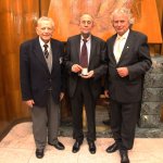 Die Träger der Frontinus-Medaille Ünal Özis (2014) Gilbert Wiplinger (2016) und Dr. Hubertus Manderscheid (2018) am Festabend der Frontinus-Tagung am 17.11.2018 in Rom 